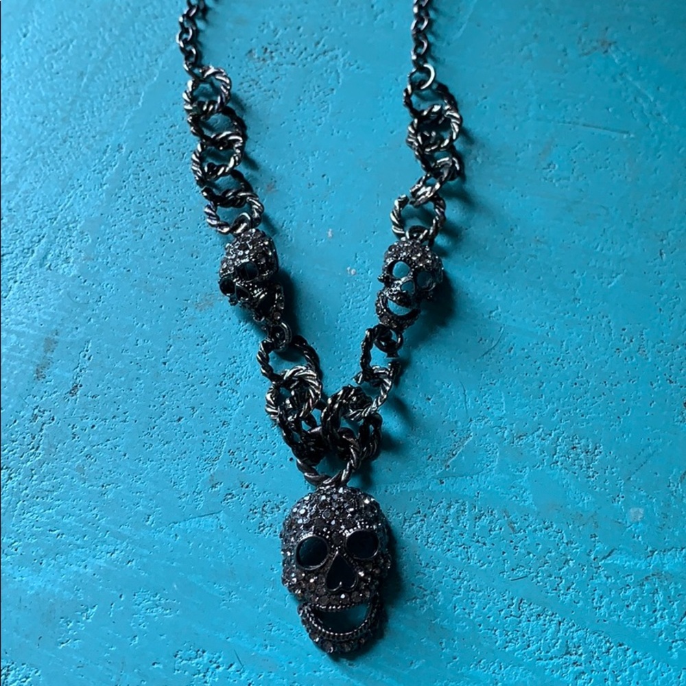 Rhinestone Skull Necklace